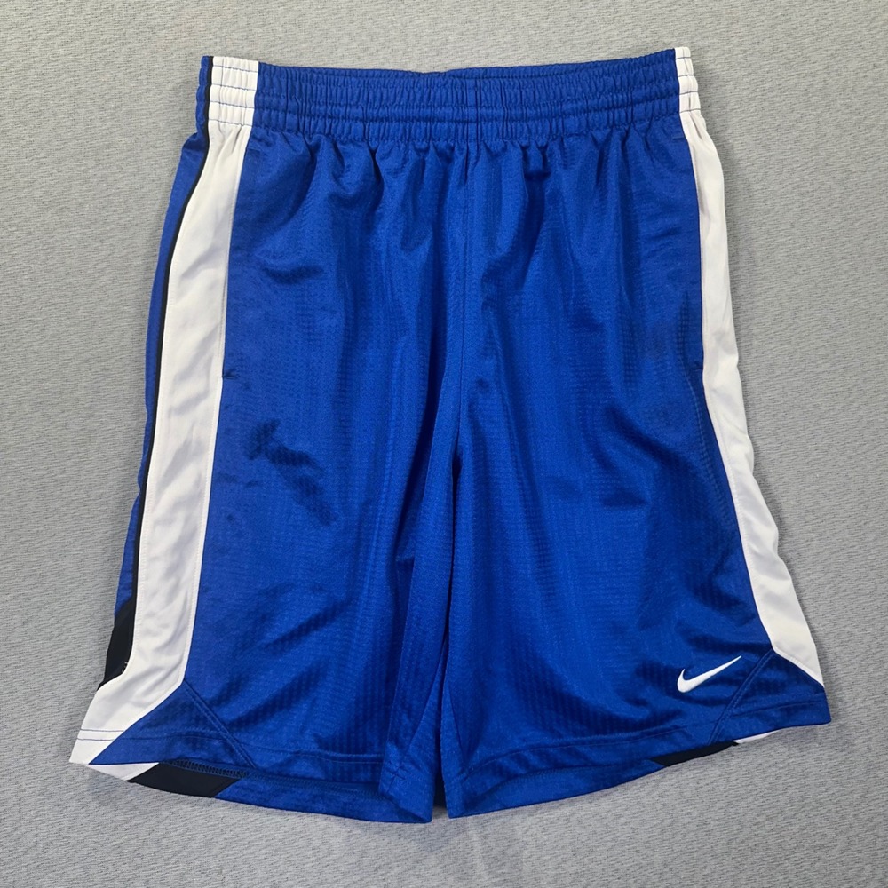 Y2K Nike Basketball Shorts Mens S Royal Blue Silky Dazzle Shiny Drawstring EUC